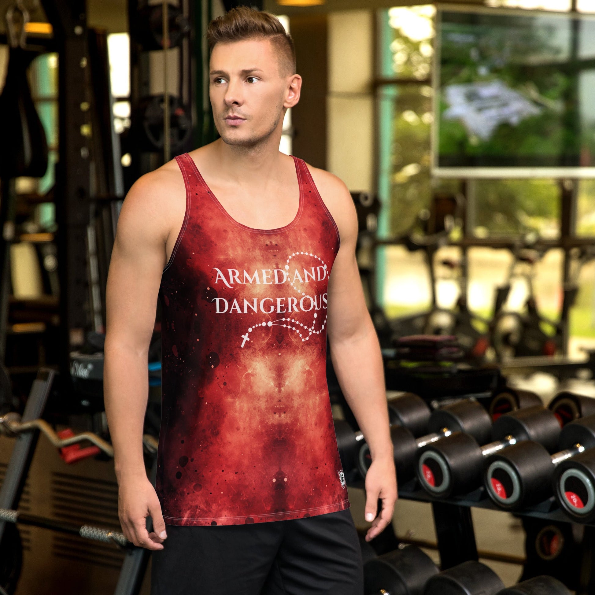 Armed and Dangerous Tank Top Red/Black - AMDG Apparel